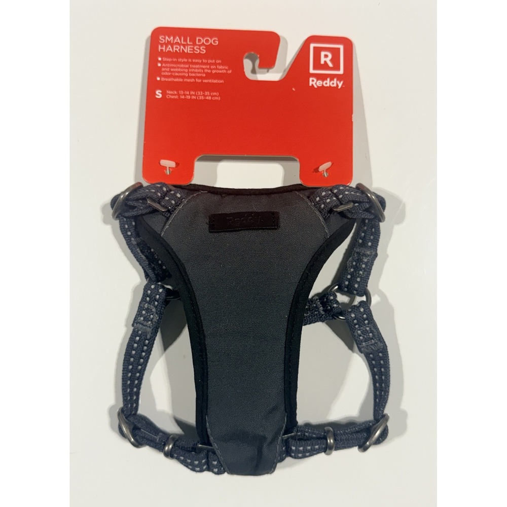 Reddy Small Dog Harness Gray Black Adjustable Mesh Lining Step-In YF.19623.CN